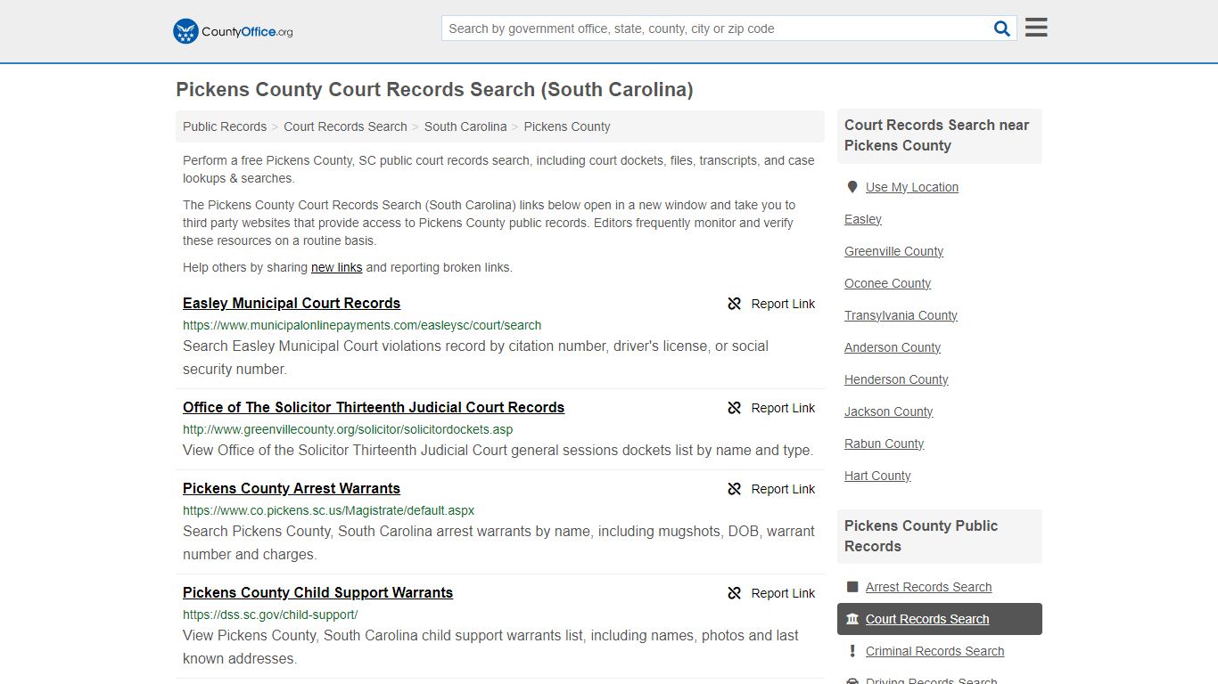 Pickens County Court Records Search (South Carolina) - County Office