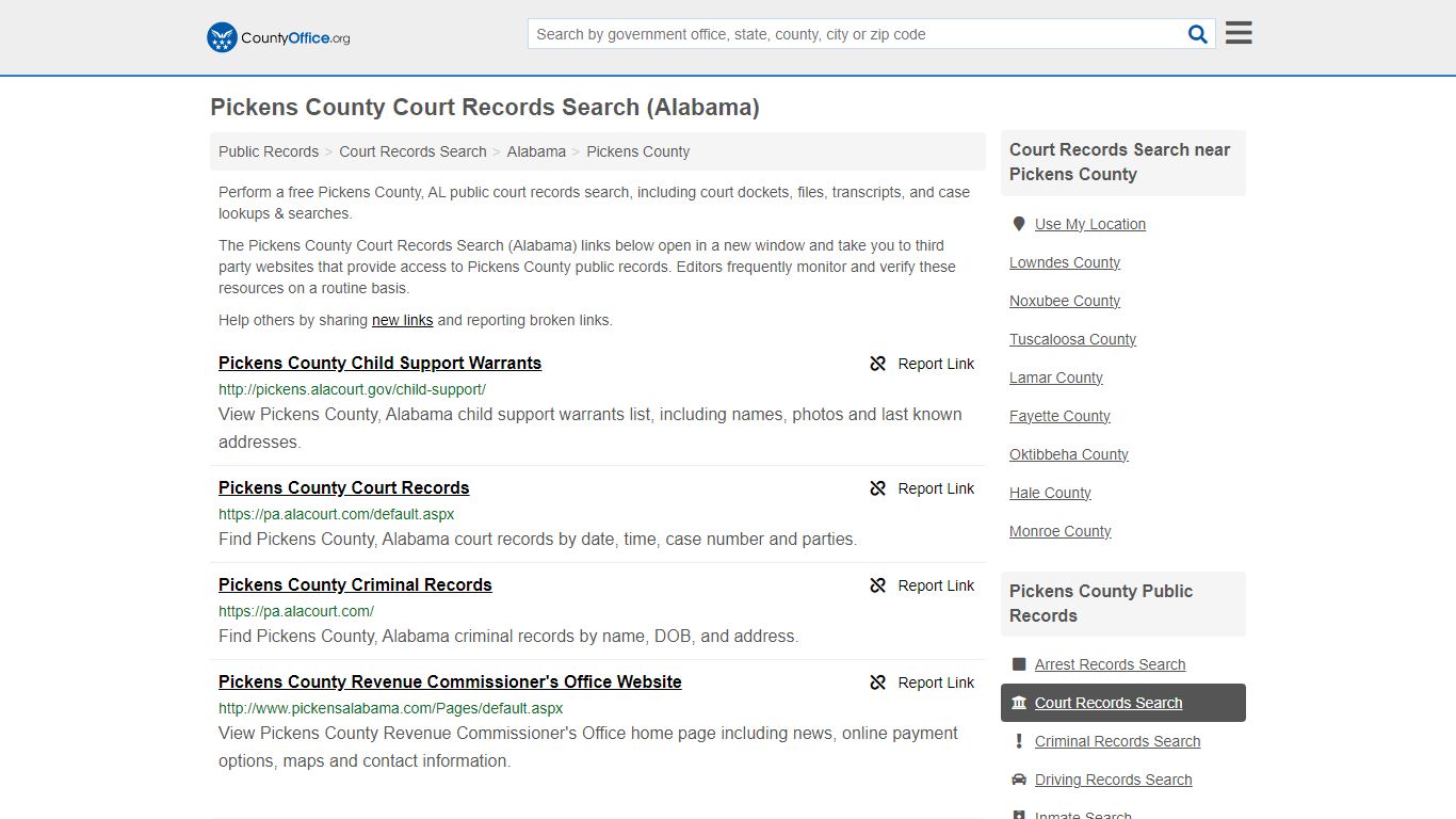 Pickens County Court Records Search (Alabama) - County Office